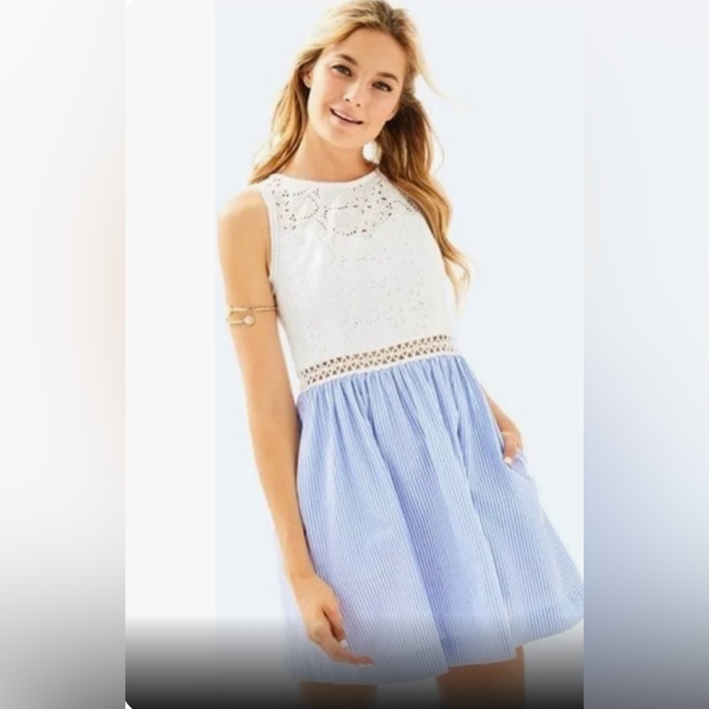 Lilly Pulitzer Alivia Dress Blue and White. Size 10 NWT